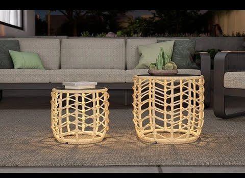 ✨ Just obsessed with these solar-lit Boho wave tables that nest! 🌙