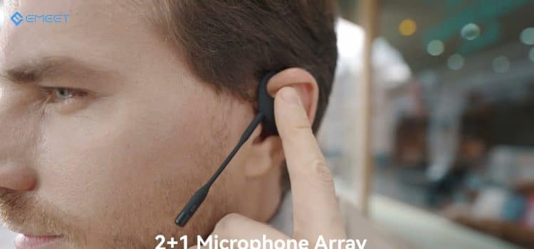 EMEET AirFlow | Open-Ear Earbuds w/ Detachable & Powerful Noise-Cancelling Microphone Boom